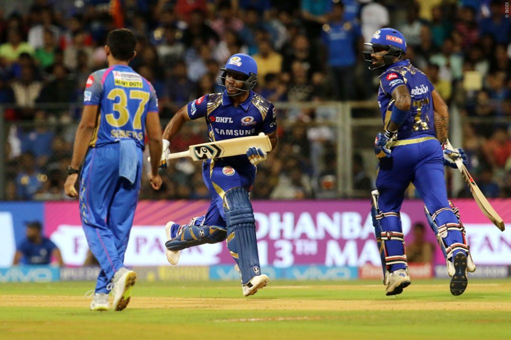 Evin Lewis of the Mumbai Indians and Surya Kumar Yadav of the Mumbai Indians