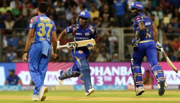 Evin Lewis of the Mumbai Indians and Surya Kumar Yadav of the Mumbai Indians